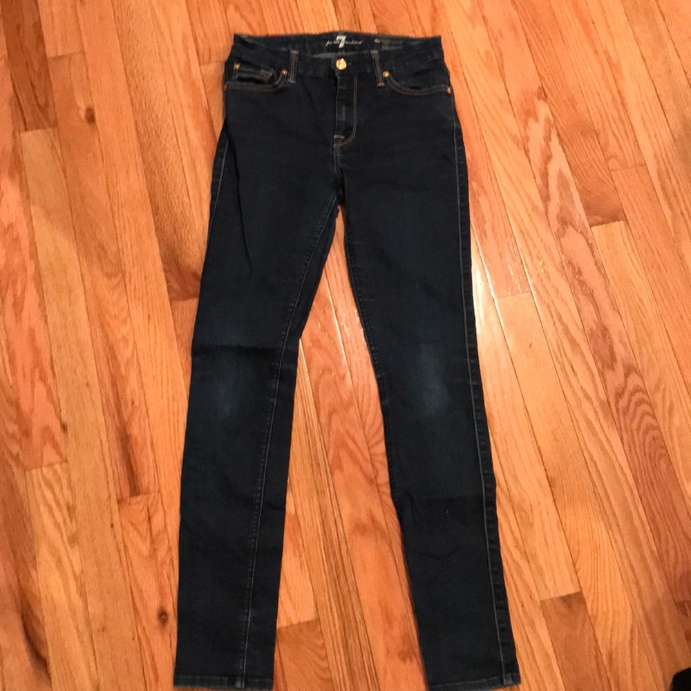 High waisted blue jeans